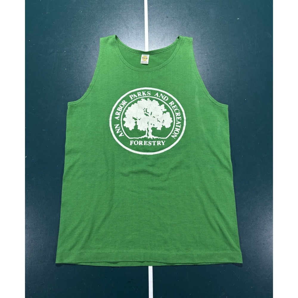 Vintage 80s Ann Arbor Parks And Rec Tank Top Shirt Medium Forestry Michigan